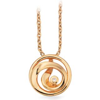 Scrouples 8 kt. cirkel vedhæng med cubic zirkonia på forgyldt halskæde