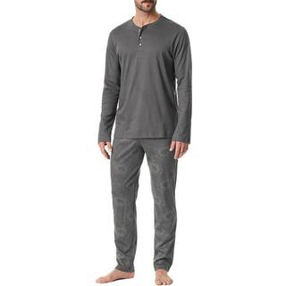 Schiesser Herren Pyjama grau Jersey-Baumwolle Gemustert