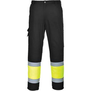 Hi-vis 2 farvet bukser m/lårlomme - Gul/Sort (Størrelse: S)