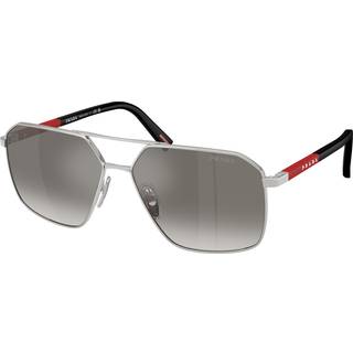 Prada Linea Rossa Mand PS A50S 1BC02M Solbriller Metal Sølv Grå Geometrisk Spejlet Skygge