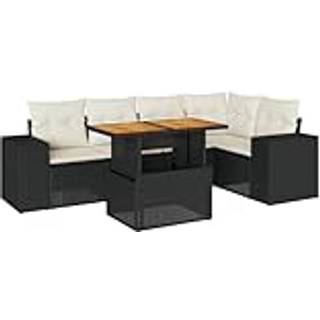 sofasæt til haven 6 dele med hynder polyrattan sort