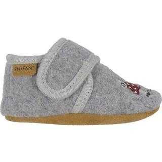 En Fant Uldfutter Grå Med Svampebroderi Og Ruskindssål - Str. 27/28