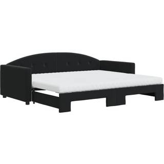 daybed med udtræk og madras 90x200 cm velour sort