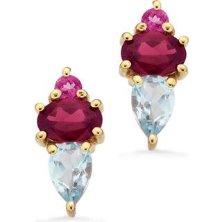 Scrouples øreringe pink/blå topas+rhodolit i 8 kt guld