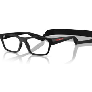 Prada Linea Rossa Mand PS 03RV 1BO1O1 Vista -rammer Injiceret Sort Transparent Pillow Normal