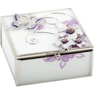 Sophia Purple Butterfly Glass Trinket Box - P6069