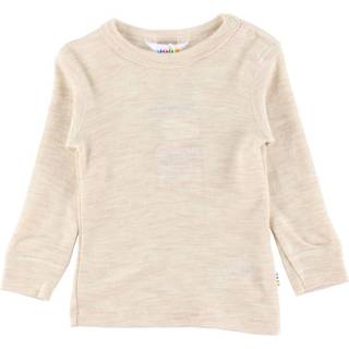 Langærmet bluse i cremefarvet 100% merino uld