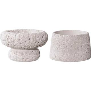 Lysestager - Lysestager, Cement, Grå, Sæt Af 2