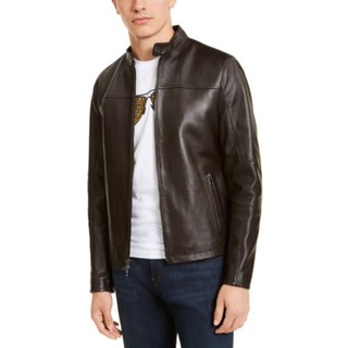 MK Leather Racer Jacket - Brown - Michael Kors