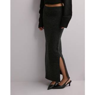 Pieces - Grå - Pcniko Hw Knit Ankle Skirt Bc - Small