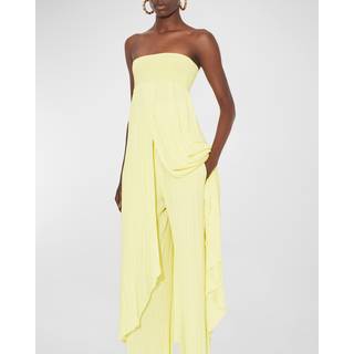 AlaÃ¯a Pleated bustier dress - yellow - XL
