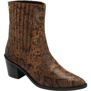Ravel Ravel Brown Snake-Print Leather Ankle Boots