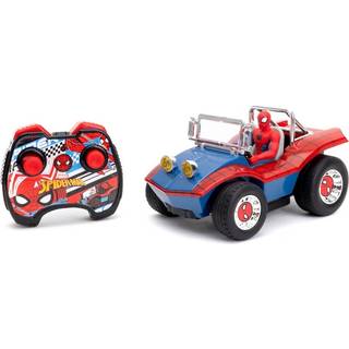 Jada Spider-Man Buggy RC med icke-löstagbar Spider-Man-figur-7 """" Turbo-knapp Fullfunktionsfunktion Remote Control Ages 6 Red/Blue