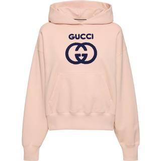 Gucci GG embroidered cotton jersey hoodie - pink - M