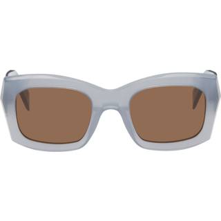Retrosuperfuture Unisex J1A Etrusco Grigio chiaro Solbriller Acetat Grå klar Grøn Firkantet Normal