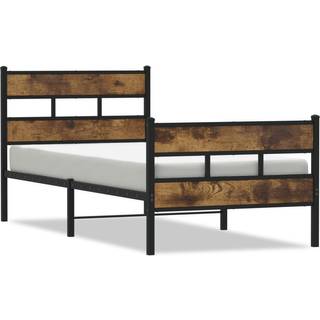 Sengeramme Uden Madras Metal Etræsfarve Røget Eg - med hovedgærde og fodgærde / 90 x 190 cm