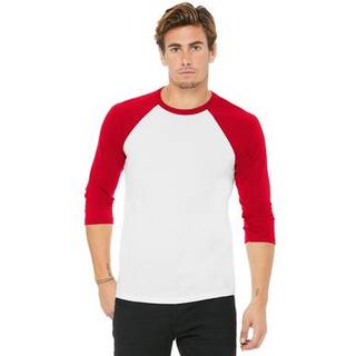 Canvas CV3200 Unisex 3/4 Sleeve Baseball T-Shirt White / Red S