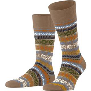 Burlington Country Fair Isle Wool Sock - Brown patt - Str 40/46
