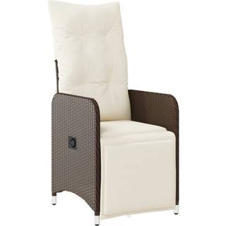 Havestol Med Hynder Justerbart Ryglæn Polyrattan - 1 / Brun / Med fodskammel