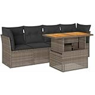 Sofasæt Til Haven 5 Dele Med Hynder Polyrattan - Grå / med opbevaring