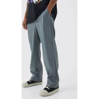 Mens Charcoal Relaxed Fixed Waist PU Trouser
