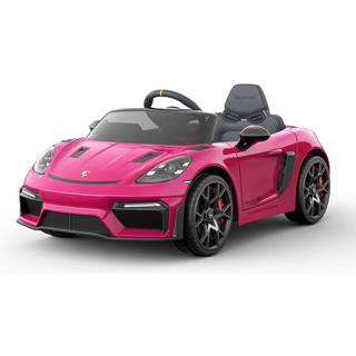 Porsche Spyder 718 RS elbil med gummihjul, 12V, pink