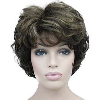 Lydell Women's Short Curly Wavy peruk Syntetiskt hår full peruk 6 tum (8TT124)
