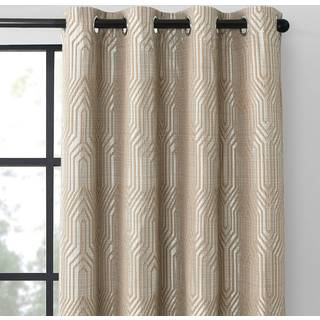 Lysebrun og sølvfarvet 100% blackout jacquard geometrisk mønster gardiner 52 tommer brede 108 tommer længde 2 paneler termisk isoleret støj Reduc