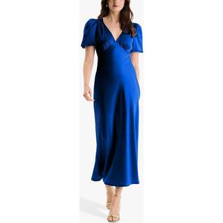 Omnes Omnes Navy Rosie Ruched Puff Sleeve Dress