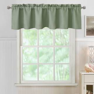 Chyhomenyc Sage Green Valance til Windows Faux Linned Slub tekstureret semi -ren lille vinduesvindue gardin til køkken badeværelse cafe vaskeri 6