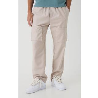 Mens Stone Elasticated Straight Leg Smart Cargo Trousers