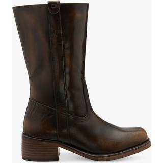 Ravel Ravel Brown Leather Zip-Up Mid-Calf Boots