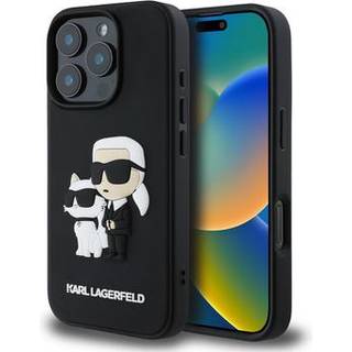 iPhone 16 Pro Max Karl Lagerfeld 3D Rubber Karl & Choupette NFT Cover - sort