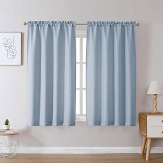 Chyhomenyc Bennet Aqua Blue Curtains 54 tommer længde 2 Paneler Faux Linnekstremt Semi Sheer Light Filtrering Soft Airy Rod Pocket Window Treatme