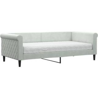 daybed med madras 90x190 cm velour lysegrå