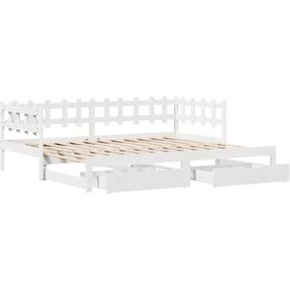 daybed med udtræk og skuffer uden madras 80x200 cm hvid