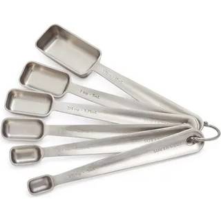 Sur La Table Rectangular Measuring Spoon Set rostfritt stål passar i kryddburkar Silveruppsättning av 6