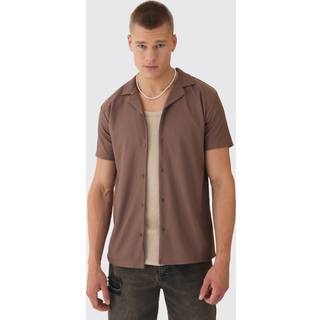 Mens Coffee Short Sleeve Revere Rib Jersey Shirt