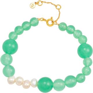 Hultquist Mia armbånd i forgyldt med perler og grønne sten