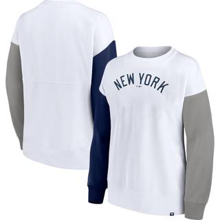 Fanatics New York Yankees Fundamentals Fleece White Crew Top DameSmall