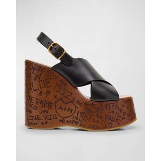 ChloÃ© Maxime leather wedge sandals - black - EU 37
