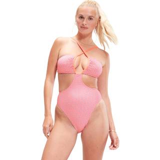 FLU3NTE Gingham Cut Out Swimsuit Pink