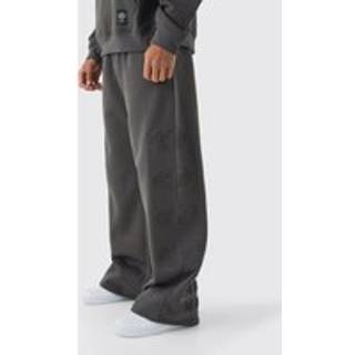 Mens Slate Wide Leg Deboss Worldwide Jogger