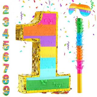 Regnbue nummer 1 pinata til 1. f?dselsdagsfest dekorationer f?dselsdag pinata med stick blindfold og konfetti b?rn p? jubil?um fejring Fiesta (li