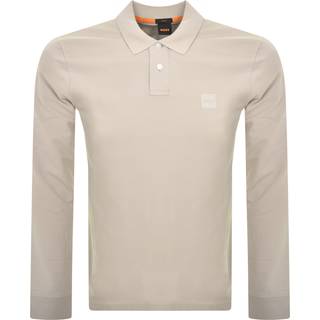BOSS BOSS Beige Passerby Box Logo Long Sleeve Polo Shirt