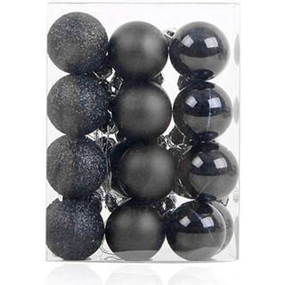 Alimitopia 24pcs Julekugle Baubles 1,2 tommer Shatterbestandet plastik hængende kugler Vedhæng til lille juledekoration (lille størrelse; sort)