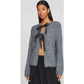 Vila - Vibows L/s Knit Cardigan - Striktrøjer og cardigans til kvinder - Medium Grey Melange - XS