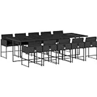 Spisebordssæt Til Haven 5 Dele Med Hynder Polyrattan Beige - 10 / Sort / Glas