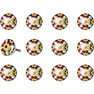 1,5 """" x 1,5 """" x 1,5 """" Gulbl? og r?de knapper 12 pakke