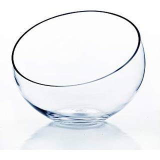 WGV Slant Cut Bowl Glass Vase Bredde 11 """" H?jde 9.5 """" Clear Terrarium Candy Dish Fruit Jar Blomsterbeholder til bryllupsfest Home Office Decor